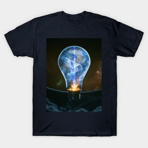 Galaxy lit bulb T-Shirt by oudex